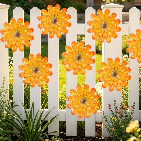 2Pcs Iron Marguerite Wall Hanging, 3D Metal Flower Wall Art for Outdoor Garden Courtyard, Farmhouse Rustic Iron Wall Decor for Fence Balcony, Weatherproof Indoor Outdoor Marguerite Ornament