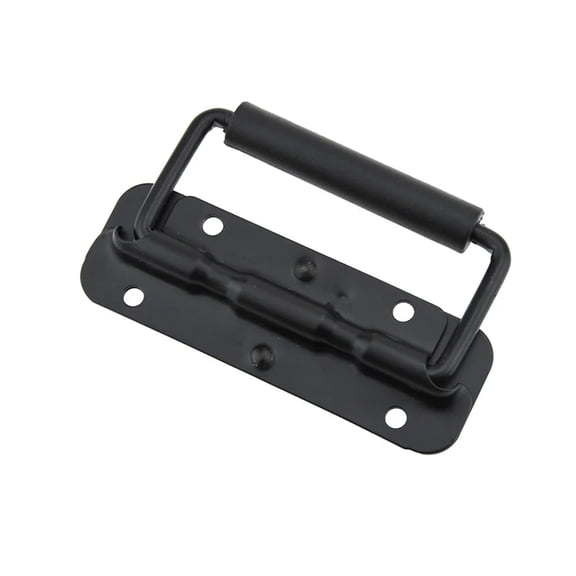 2Pcs Iron Material Spring Handle Black Luggage Spring Handle Folding HandleTool Box Movable Ring