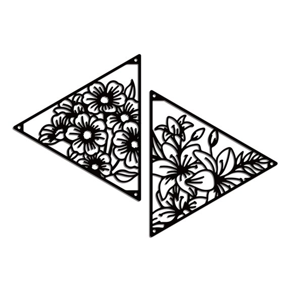 2Pcs Iron Wall Art Decorations for Front Porch Living Room Kitchen Matte Style Flower 231x201x1mm 2 style 1pc/style