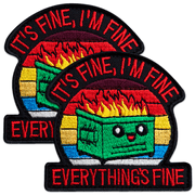 2Pcs Its Fine Patch Set, Embroidered Tactical Morale Funny Meme Hook and Loop Everything is Fine Dog Patch