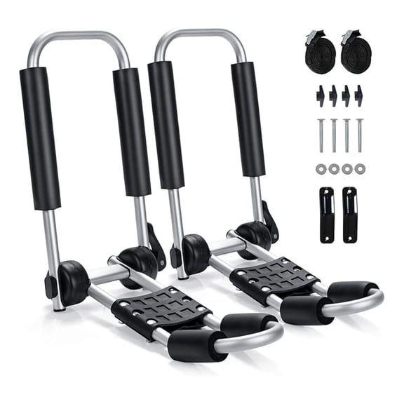 2Pcs J-Bar Kayak Roof Rack, Universal Foldable Kayak for Kayak, Canoe, Surf Board, Ski Board, Rooftop Mount on , Car and Truck Crossbar (One Side)