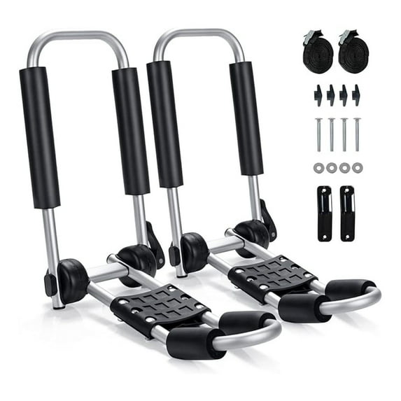 2Pcs J-Bar Kayak Roof Rack, Universal Foldable Kayak for Kayak, Canoe, Surf Board, Ski Board, Rooftop Mount on , Car and Truck Crossbar (One Side)