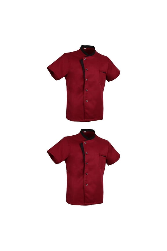 2Pcs Jacket Coat Short Sleeves Shirt Restaur Bakery Uniform L+M