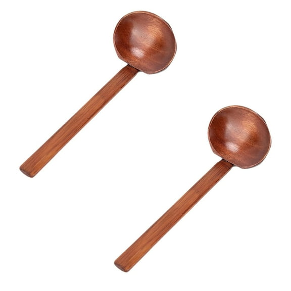 2Pcs Japanese Soup Spoon Wooden Ramen Spoon Hot Pot With Long Handle Tortoise Spoon Wood Serving Spoon For Family Restaurant Ramen ，Skimming Spoon Or Soup Spoon，Wooden Products Tableware