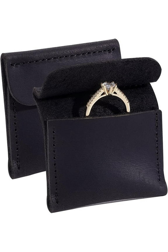 2Pcs Jewelry Pouch for Rings Square Black Engagement Ring Pouch 5.8cm/2.3Inch Real Cowhide Leather Ring Pouch Leather Ring Holder Bags Ring Case for Engagement Ceremony Birthday Gift diy Black