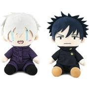 2Pcs Jujutsu Kaisen Anime Figure Dolls, Cartoon Satoru Gojo & Megumi Fushiguro Stuffed Toys, Huggable Jujutsu Kaisen Collectible Figures, JJK Merch Gifts for Boys Girls Christmas Birthday