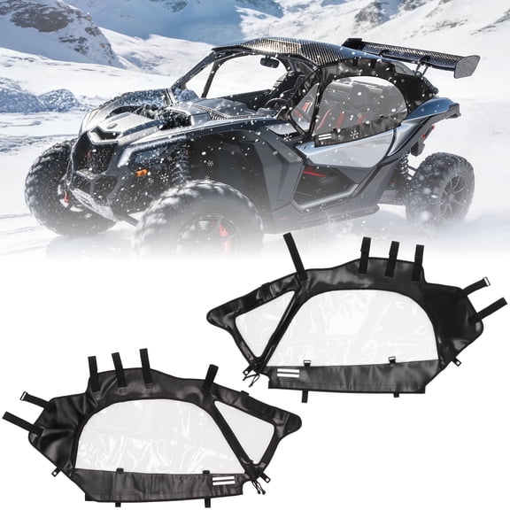 2-Seater Soft Upper Doors for 2017-2025 Can Am Maverick X3, Rollable Windows PVC Cab Enclosures Tool-Free Install