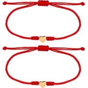 2Pcs Kabbalah Red String Thread Bracelet Red Bracelet for Protection,Mother Daughter Bracelets,Matching Heart Friendship Bracelets for Teens, Couples, Sisters