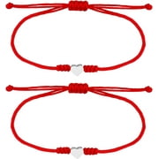 2Pcs Kabbalah Red String Thread Bracelet Red Bracelet for Protection,Mother Daughter Bracelets,Matching Heart Friendship Bracelets for Teens, Couples, Sisters