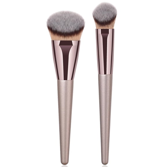 2Pcs Kabuki Makeup Brushes Angled Foundation Brush Premium Contour and Highlighter Brush Contouring Bronzer Face Makeup Brush Kit (Champagne)