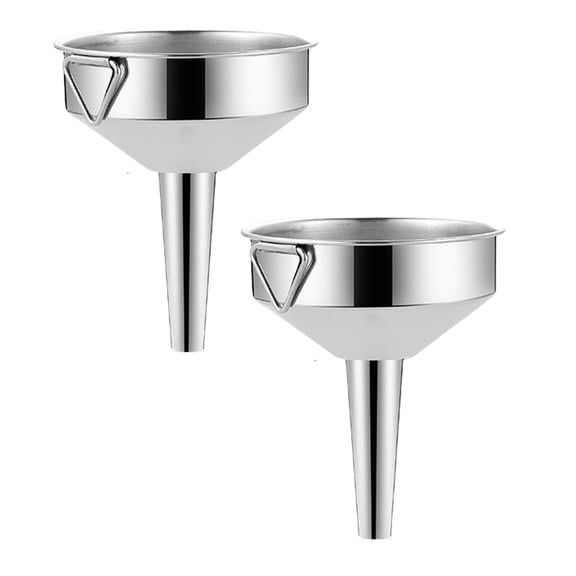 2Pcs Kaireo Stainless Steel Funnel,Spring Park Metal Stainless Funnel Food Grade Mini Funnels for Kitchen Use Filling Bottles Flask Cooking,Material:Stainless Steel
