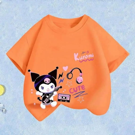 2Pcs Kawaii My Melody Kuromi Sanrio Children Clothes T-Shirt Anime Casual Summer Cloth Kid Girl Boy Short Sleeve Tops Kid Gift