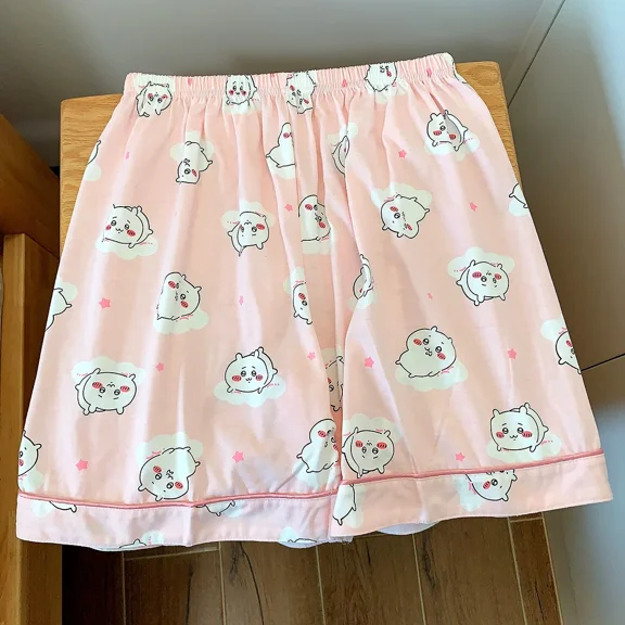 2Pcs Kawaii Pajamas Suit Chiikawa Usagi Cotton Spring Anime Hachiware Long Sleeves Pants Sleepwear Casual  Homewear