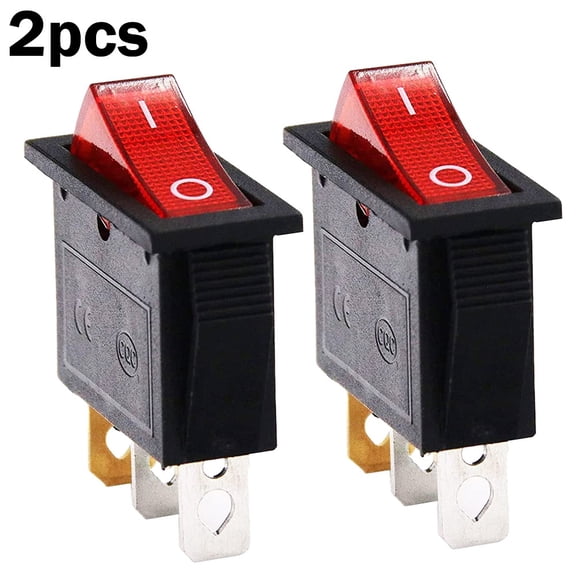 2Pcs Kcd3 Red Button On-Off 3Pin Dpst Boat Car Rocker Switch 15A/20A 250V125Vac