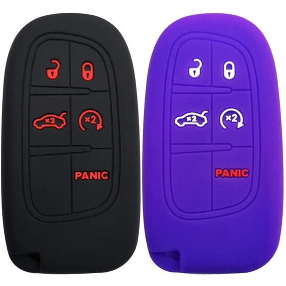 2Pcs Key Fob Cover Remote Control Case Keyless Entry Jacket Shell for 2019 2020 2021 2022 2023 2024 Journey Durango Challenger Charger Jeep Grand Cherokee Compass Chrysler 300 200