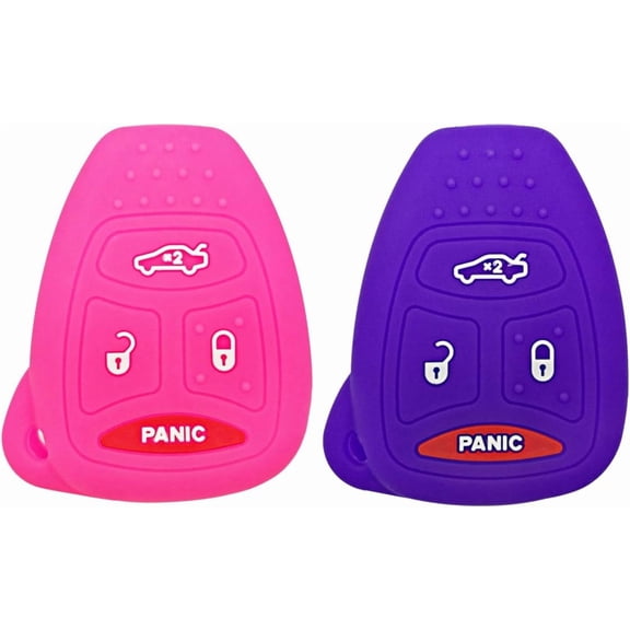 2Pcs Key Fob Remote Case Keyless Entry Skin Protector Jacket for Chrysler 200 300 PT Cruiser Charger Magnum Durango Jeep Grand Cherokee Commander Liberty