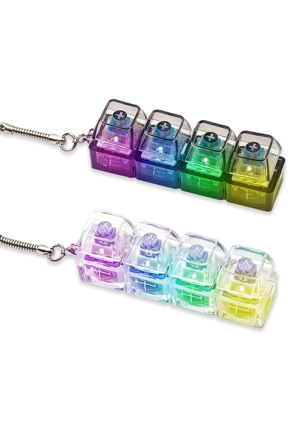 2Pcs Keyboard Fidget Toy for Adults, Clicker Keyboard with LED Light, Loud & Creamy Keyboard Fidget Keychain Adults Keyboard Clicker Sensory Toys for Anxiety Stress Relief, Purple