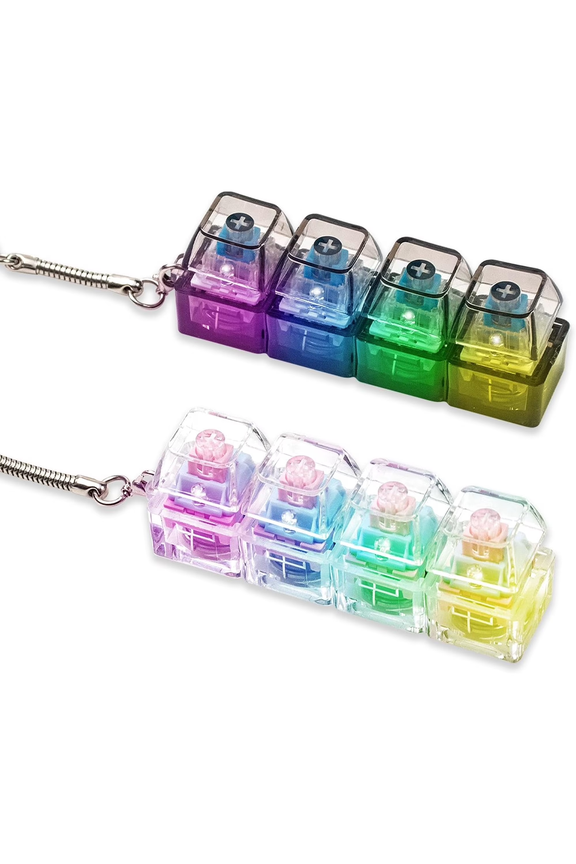2Pcs Keyboard Fidget Toy for Adults, Clicker Keyboard with LED Light, Loud & Creamy Keyboard Fidget Keychain Adults Keyboard Clicker Sensory Toys for Anxiety Stress Relief, Pink
