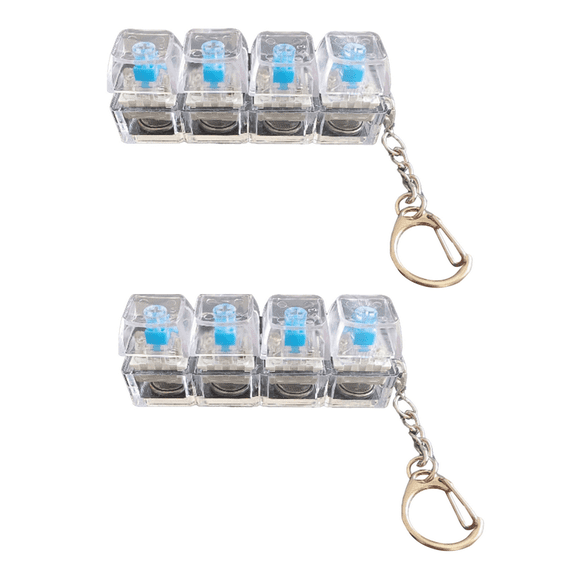 2Pcs Keyboard Fidget Toy, Mechanical Key Clicker with Clicky Sound, Portable Stress Relief Gift for Adults, Clear Transparent Keycaps ( No LED)