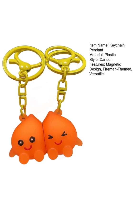 2Pcs Keychain Pendant Magnetic Design Cartoon Fireman Keychain Backpacks Handbags Wallets Cars Decorative Pendant