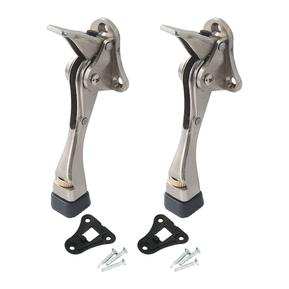 2Pcs Kickdown Door Stop Zincs Alloy Doorstop Adjustable Door Holder with Nonslip Rubber Tip Wall Protector Easy Install