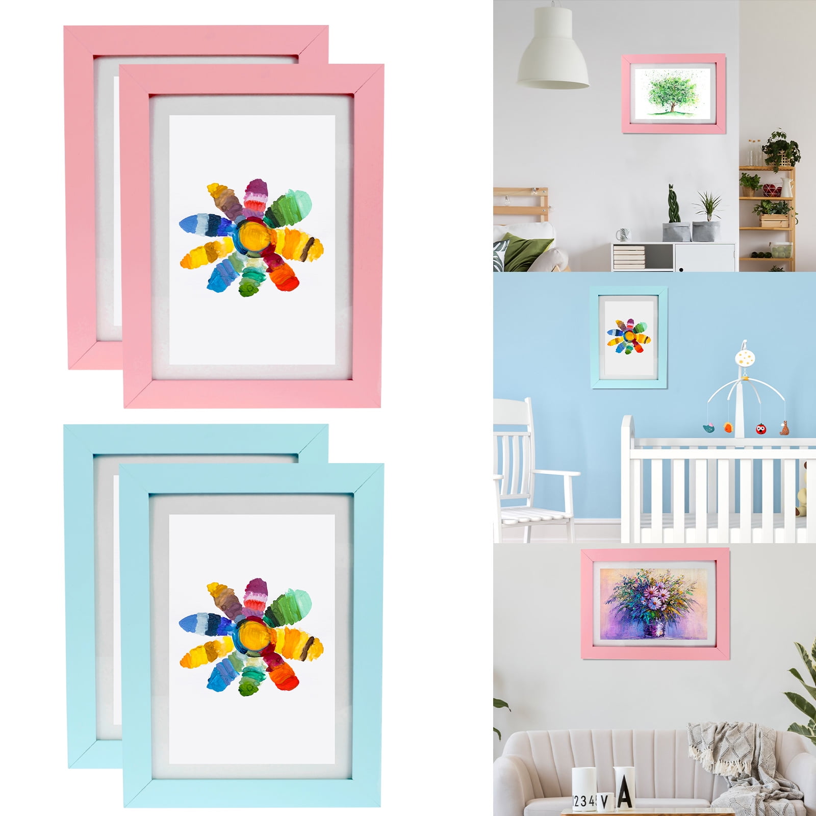 2Pcs Kids Art Frames Front Opening,Changeable Artwork Frame for Picture