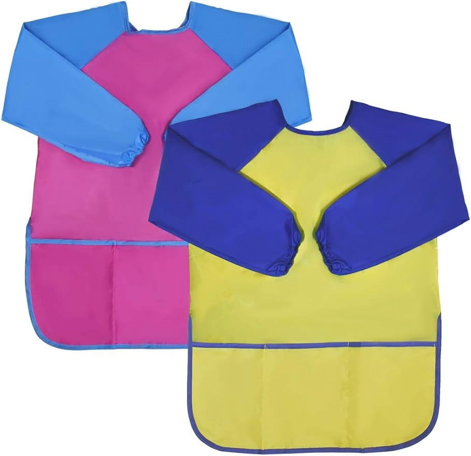 2Pcs Kids Art Smocks Waterproof Smock for Kids Children's Waterproof Artist Painting Aprons Long Sleeve with 3 Roomy Pockets for Age 3-6 Years Children Toddler Paint Smock Christmas Gift