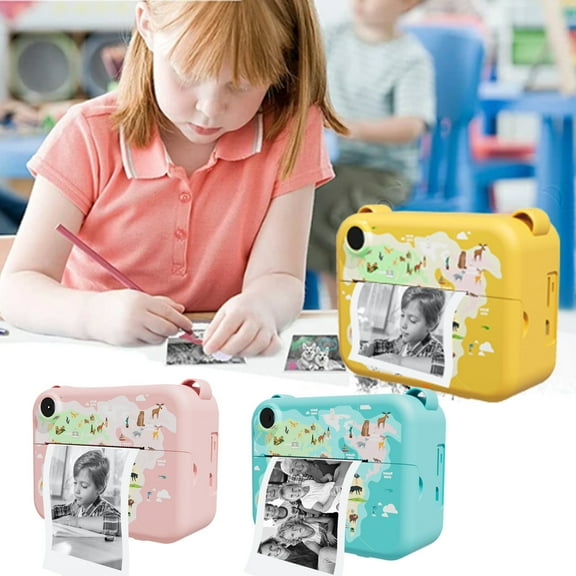 2Pcs Kids Camera under $5! Yrmaups kidsDigital Camera with Instant Print,childrenToy Camera with Games Music Player, Portable Mini Camera forboysgirlsBirthday Gift