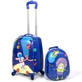 thumbnail image 1 of 2Pcs Kids Carry On Luggage Set, Backpack & Rolling Suitcase for Travel, Astronaut, 1 of 9