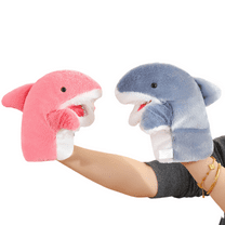 2Pcs Kids Hand Puppet Set with Work Mouth, Toddler Plush Toy Shark for Show Theater, Birthday Gift, Easter Basket Mat