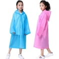 thumbnail image 1 of 2Pcs Kids Rain Poncho, Reusable EVA Children Raincoat for Girls Boys, Waterproof Long Rain Jackets with Hood, 1 of 7