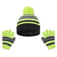 thumbnail image 1 of 2Pcs Kids Winter Knit Hat Gloves Set Warm Fleece Lining Thermal Beanie for 4-10 Year Boys and Girls, 1 of 4