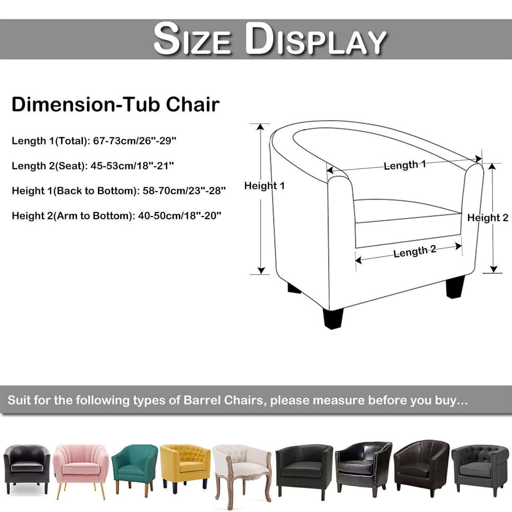 2Pcs Kit Velvet Tub Chair Covers Sofa Recliner Stretch Accent Chair