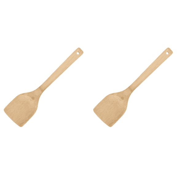 2Pcs Kitchen Bamboo Stir Fry Spatula and Cooking Utensil, 12-Inch, Natural
