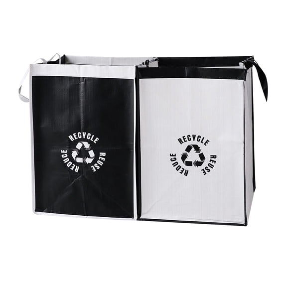 2Pcs Kitchen Classified Recycling Garbage Bags & Trash Cans - Eco-Friendly Waste Sorting Set for Home Kitchen - Eco-Friendly Kitchen Supplies, Home Waste Sorting Tools for Kitchen(Black,12x12x17")