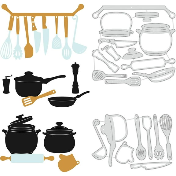 2Pcs Kitchen Crocks Cutting Dies Kitchen Spatula Spoon Tools Embossing Stencils Template Die Cut Set for DIY Card Scrapbooking and DIY Craft Album Paper Card Decor 0.8mm Thick