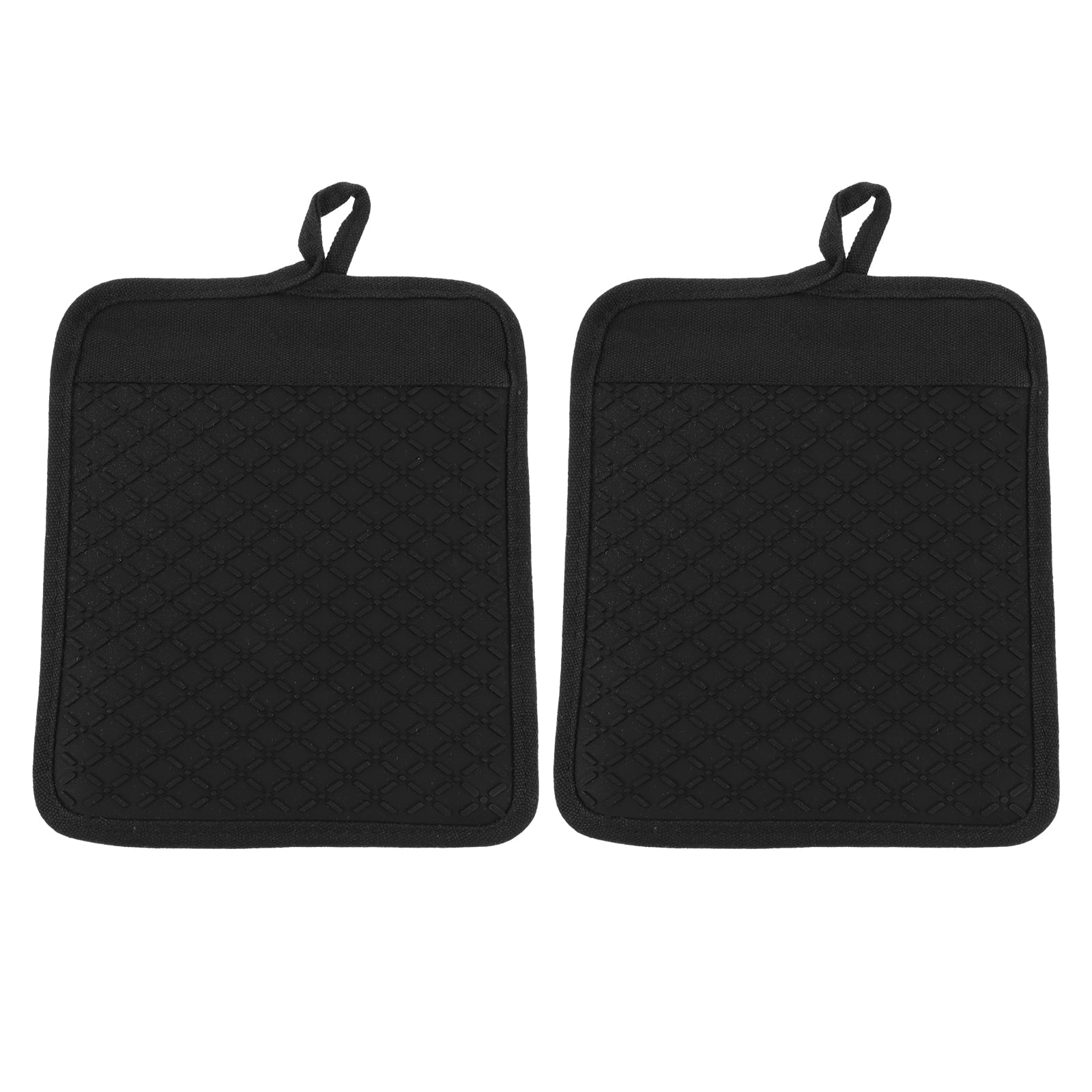 VHAUSE 2pcs Pot Holders for Kitchen - Cotton Oven Hot Pads Set with Non-Slip Silicone Grip and Pocket Heat Resistant Pans Handle Covers Potholders