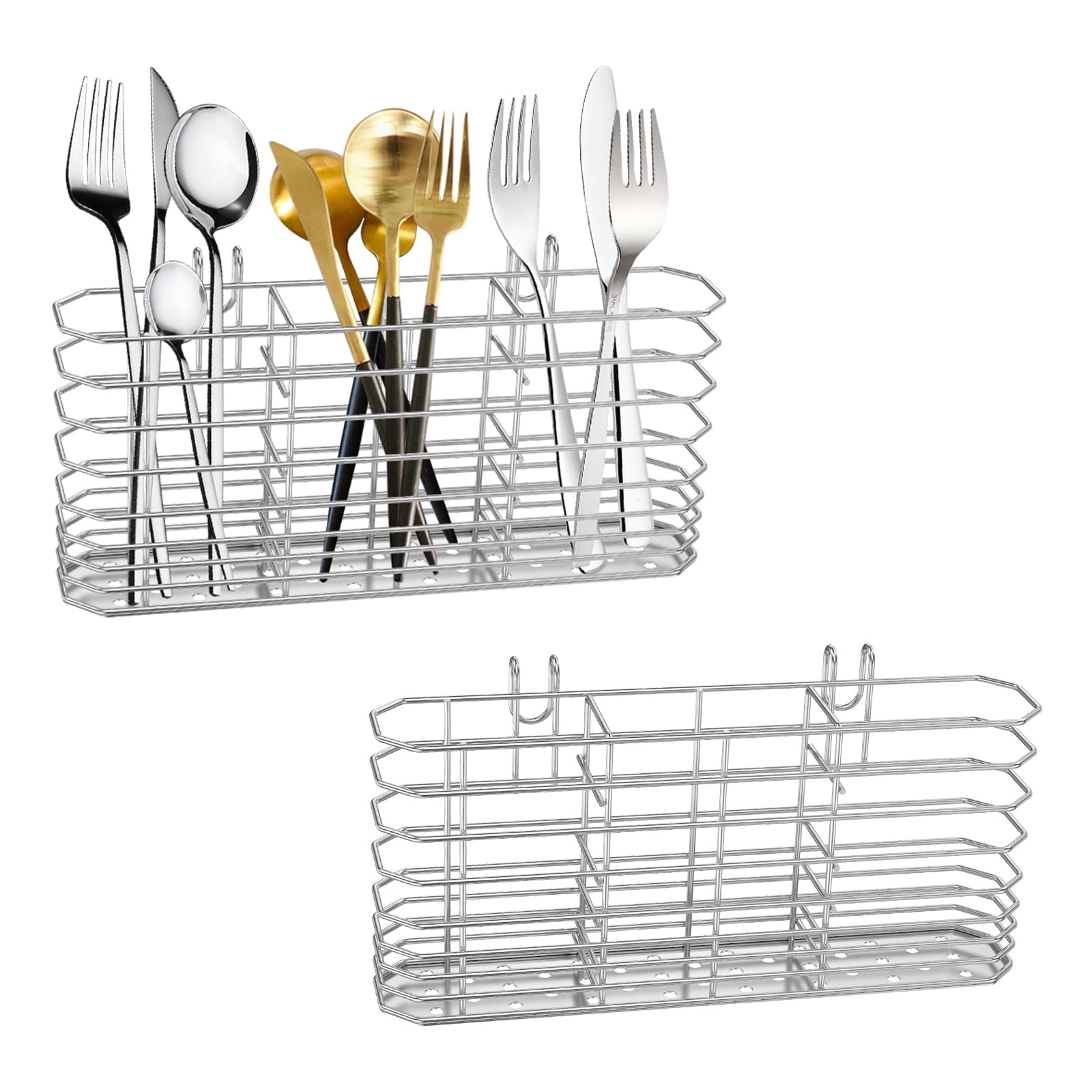 2Pcs Kitchen Utensil Holder 7.87*3.42in Stainless Steel Cutlery Hanging ...