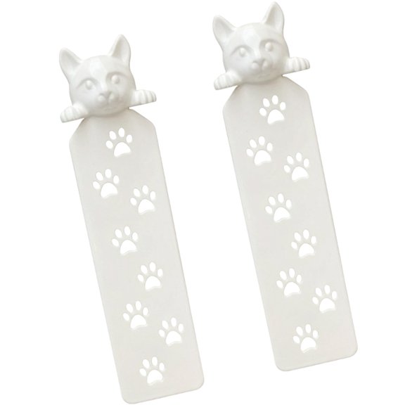2Pcs Kitten Themed Plastic Bookmarks Textbook Novel Page Holder For Reading