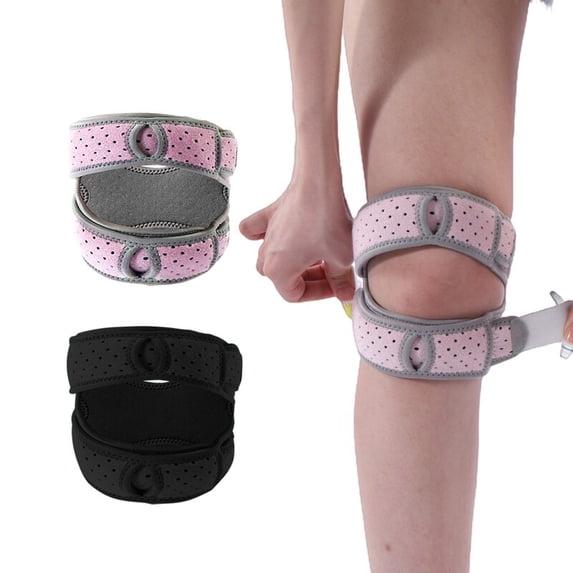 2Pcs Knee Strap Patella Tendon Support One Size Breathable Sports Adjustable Knee Pads for Men and Women One Size (One Size,Pink and black)