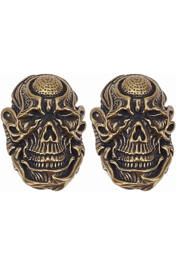 2Pcs Knife Lanyard Beads Paracord Beads Beads EDC Charm Bead Brass European Beads Golden Large Hole Beads for Men Keychain Bracelet Accessories Gold