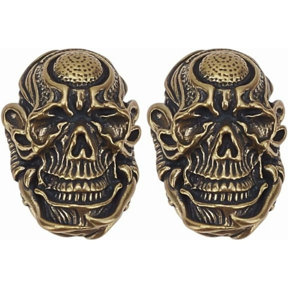 2Pcs Knife Lanyard Beads Paracord Beads Beads EDC Charm Bead Brass European Beads Golden Large Hole Beads for Men Keychain Bracelet Accessories