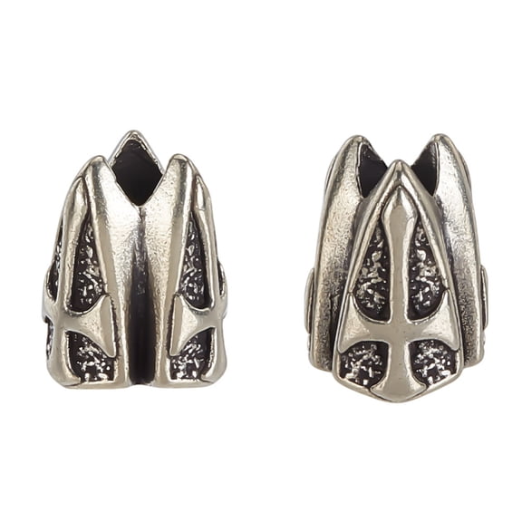 2Pcs Knife Lanyard Beads Paracord Beads Three Sides Shield EDC Bead 4.8mm Hole Silver for Knives Pendant Flashlight Knuckles Bracelet Man DIY