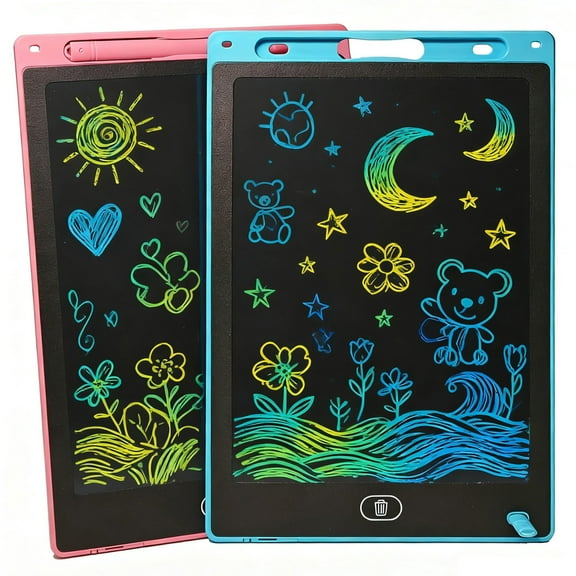 2Pcs LCD Writing Tablet 12 inch Drawing Pad, Electronic Graphics Tablet, Led Writing Tablet Toys for Toddler, Doodle Board Gifts for Kid Adult, Pink