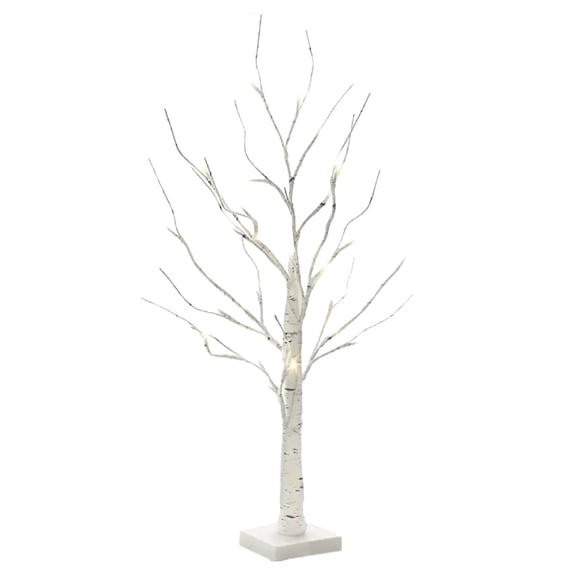 2Pcs LED Birch Tree Lights Christmas Decorations,Mini Christmas Tree Lamp Tabletop Holiday Decor with USB Power for Bedroom Party Home Display,White