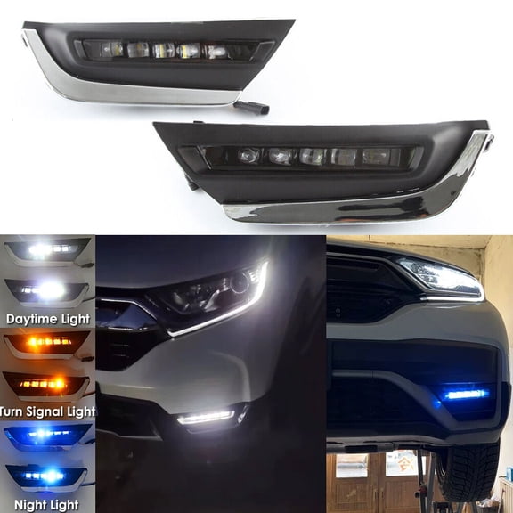 2Pcs LED DRL Daytime Running Turn Signal Fog Light For Honda CR-V CRV 2017 2018