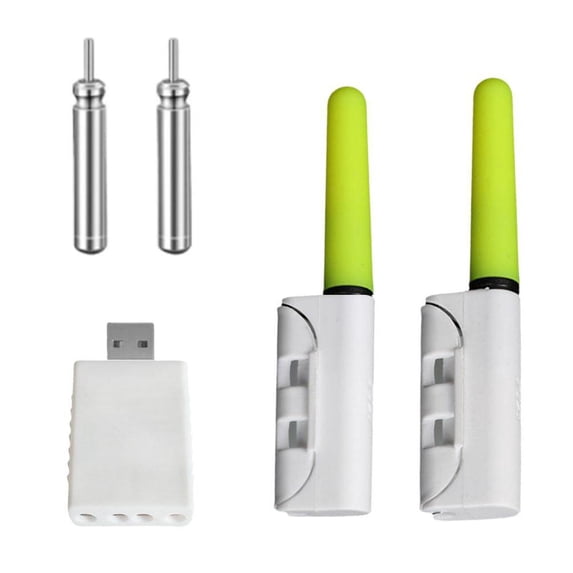 2Pcs LED Fishing Rod Tip Lights for Night Fishing, Waterproof Luminous Glow Sticks with Charger & Batteries