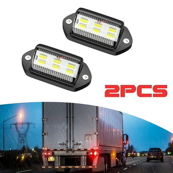 2Pcs LED License Plate Light Tag Lamps Assembly Replacement for RV Truck Trailer