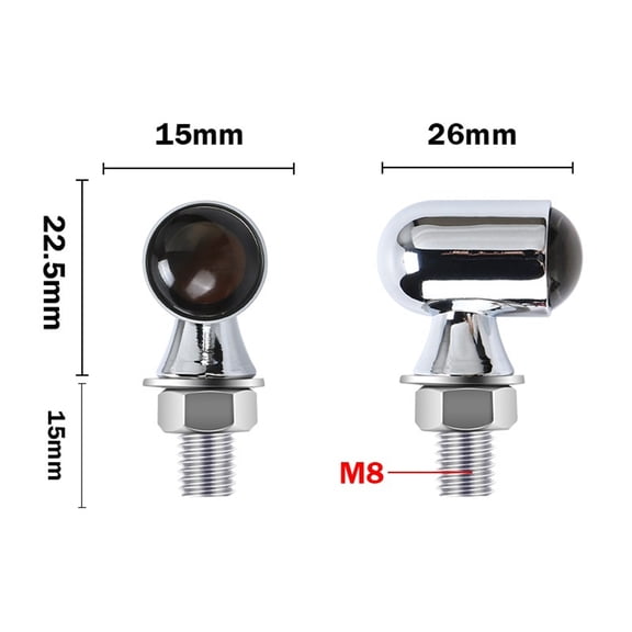 2Pcs LED Motorcycle Turn Signal Mini Blinker Light Indicator Amber Chrome Bullet