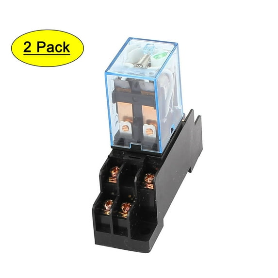 2Pcs LY2N-J DC 12V Coil Voltage 8Pin DPDT Power Electromagnetic Relay w Socket